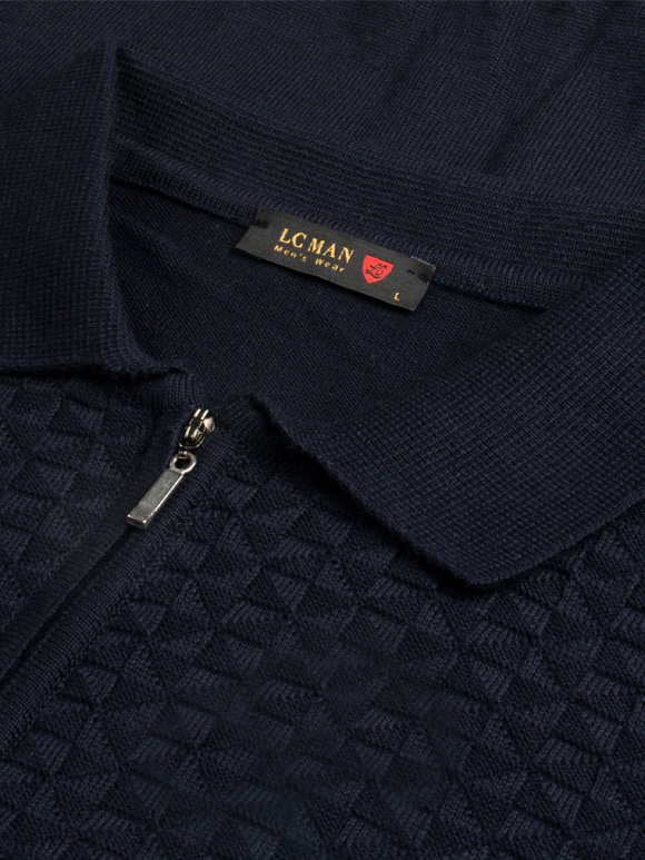 پلیور یقه دار بافت نیم زیپ