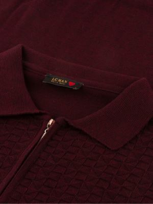 پلیور مردانه یقه دار بافت نیم زیپ ال سی من