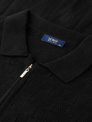 پلیور یقه دار بافت نیم زیپ طرح چهارخونه