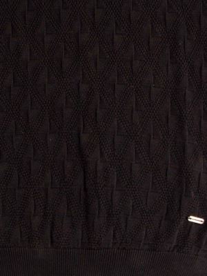 پلیور یقه دار بافت نیم زیپ طرح چهارخونه