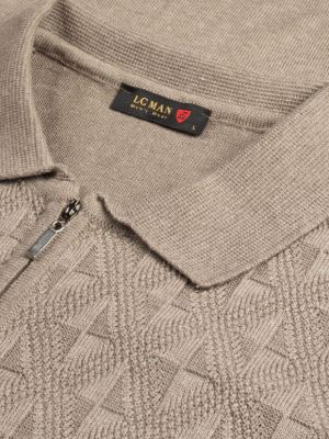 پلیور یقه دار بافت نیم زیپ طرح چهارخونه