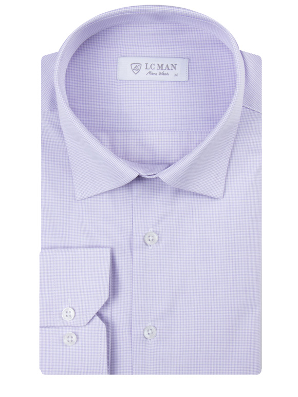 پیراهن مردانه چهارخانه ریز آستین بلند ال سی من 146