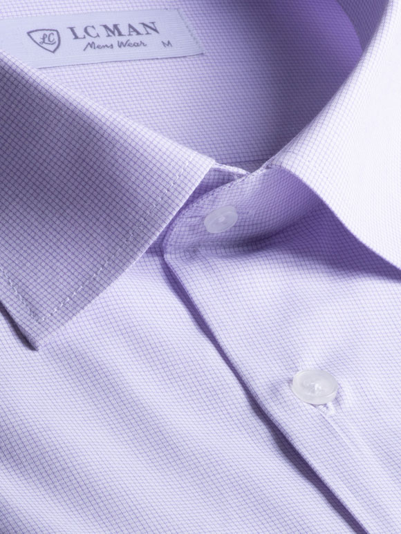 پیراهن مردانه چهارخانه ریز آستین بلند ال سی من 146