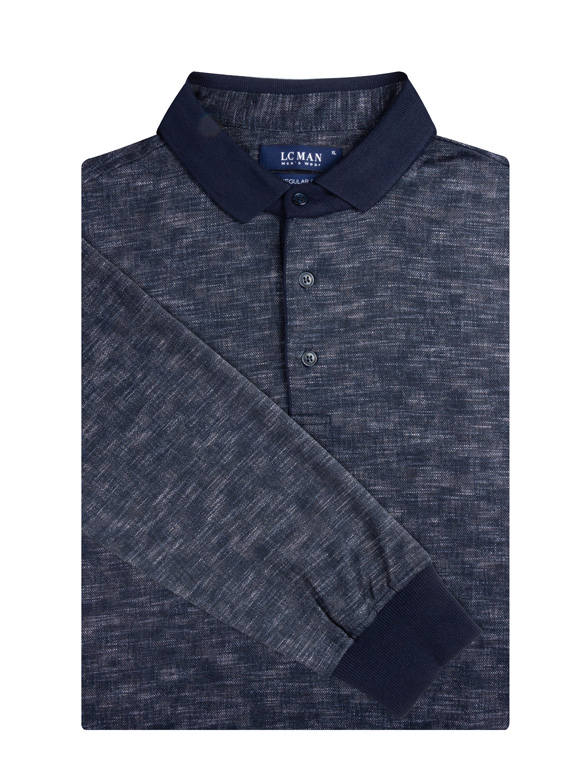 پولوشرت مردانه یقه شکاری سرمه ای ال سی من 5