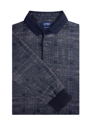 پولوشرت مردانه یقه شکاری سرمه ای ال سی من 4