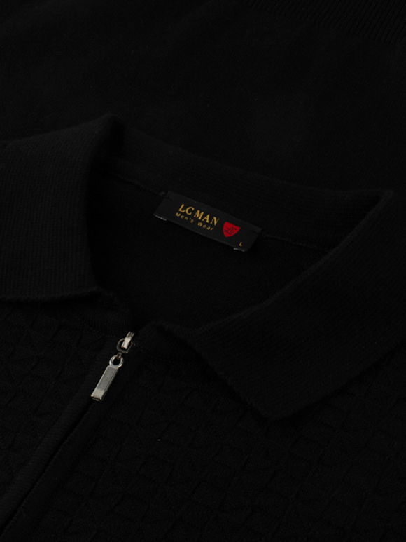 پلیور مردانه یقه دار بافت نیم زیپ