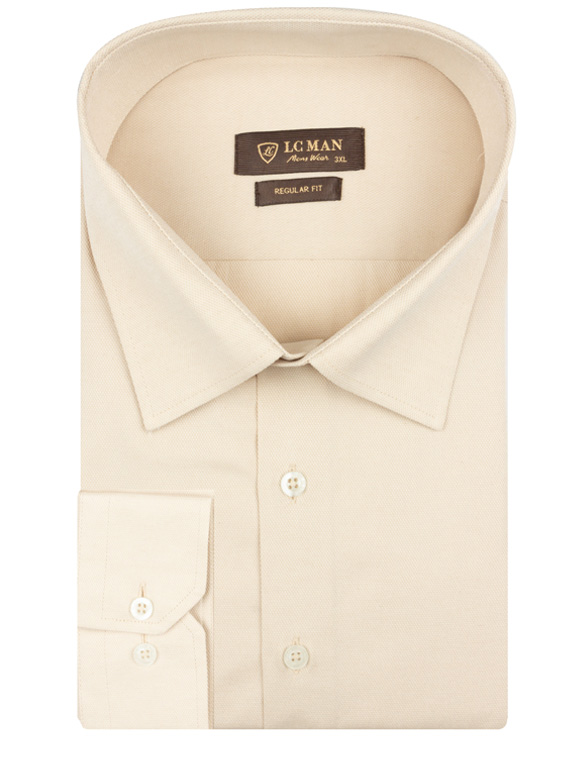 پیراهن مردانه  کرم کج راه آستین بلند ال سی من 012