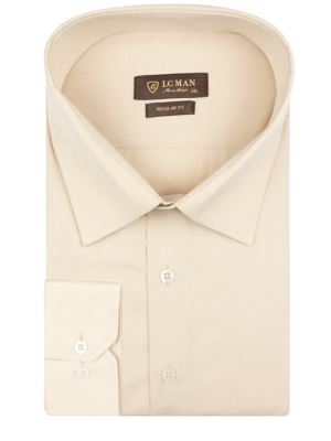 پیراهن مردانه  کرم کج راه آستین بلند ال سی من 012