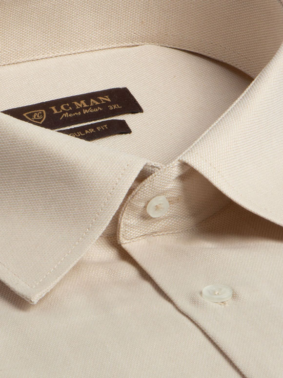 پیراهن مردانه  کرم کج راه آستین بلند ال سی من 012