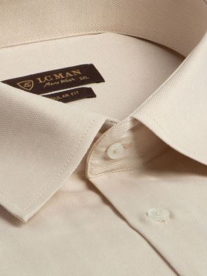 پیراهن مردانه  کرم کج راه آستین بلند ال سی من 012