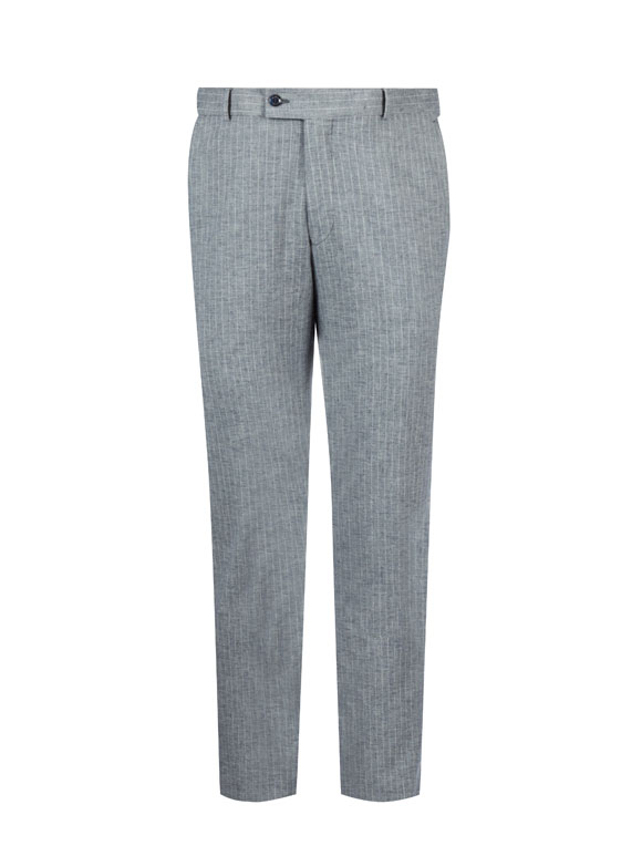 شلوار کتان طوسی راه راه ال سی من