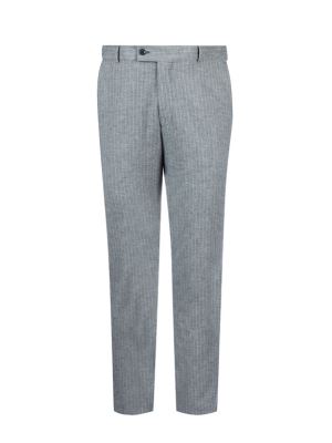 شلوار کتان طوسی راه راه ال سی من