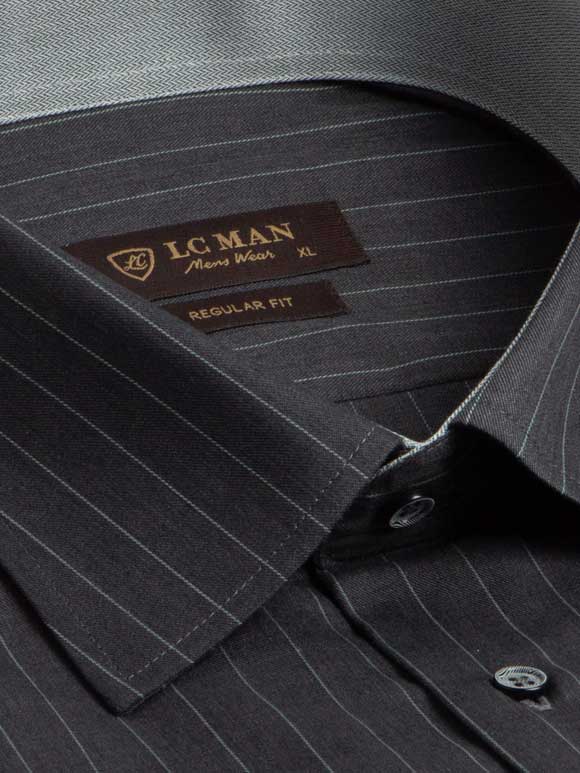 پیراهن مردانه طوسی راه راه آستین بلند ال سی من 4