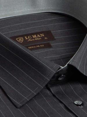 پیراهن مردانه طوسی راه راه آستین بلند ال سی من 4