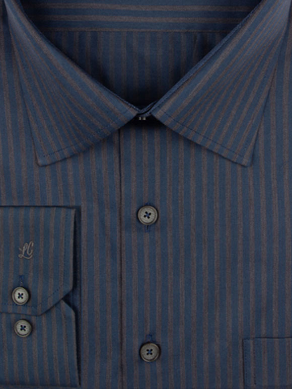 پیراهن مردانه سرمه ای راه راه  آستین بلند ال سی من 4