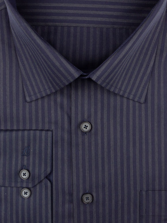 پیراهن مردانه سرمه ای راه راه آستین بلند ال سی من 6