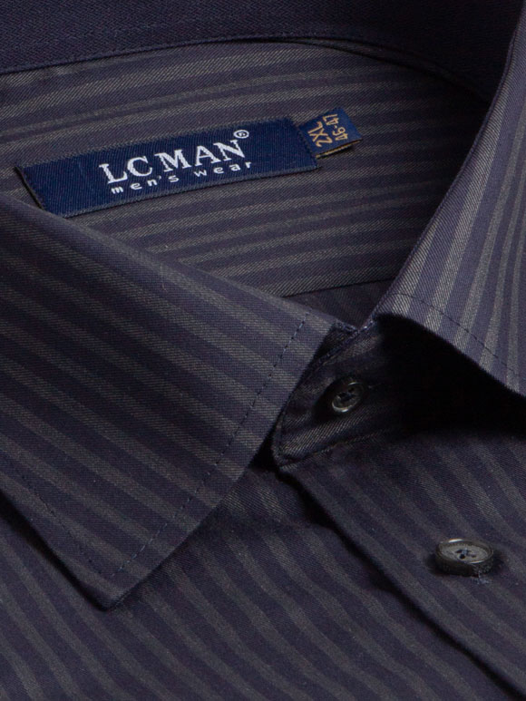 پیراهن مردانه سرمه ای راه راه آستین بلند ال سی من 6