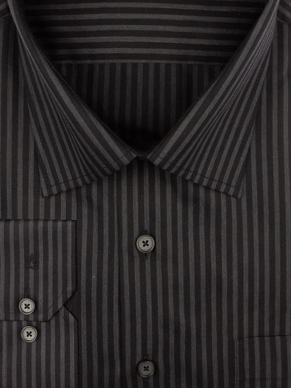 پیراهن مردانه مشکی راه راه آستین بلند ال سی من2