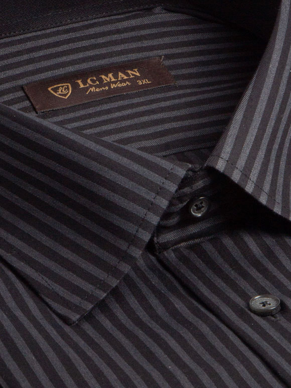 پیراهن مردانه مشکی راه راه آستین بلند ال سی من2