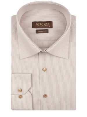 پیراهن راه راه ریز قهوه ای آستین بلند ال سی من 57