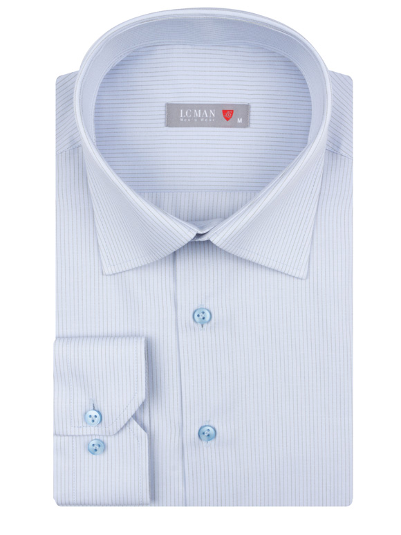 پیراهن راه راه آبی روشن آستین بلند ال سی من 57