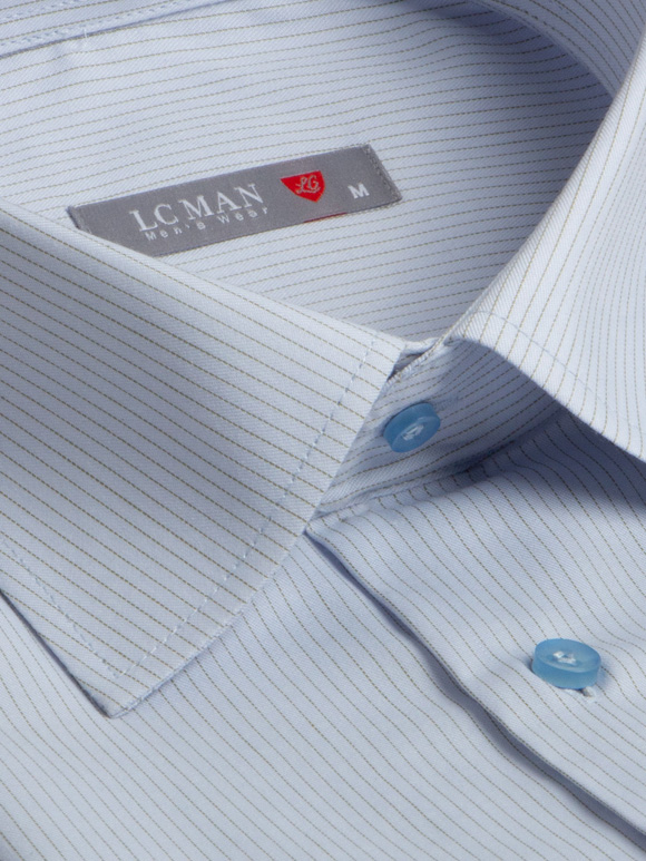 پیراهن راه راه آبی روشن آستین بلند ال سی من 57