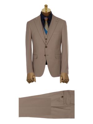 کت و شلوار و ژیله کرم مردانه ال سی من 
