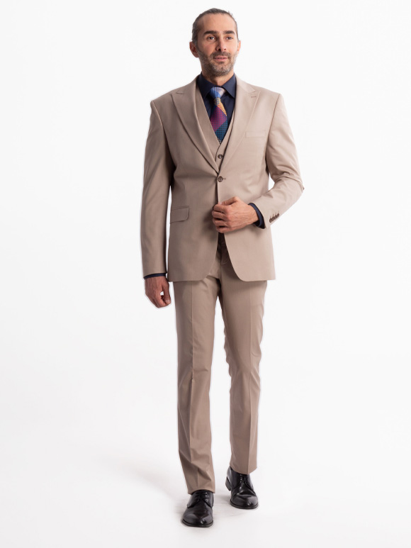 کت و شلوار و ژیله کرم مردانه ال سی من 
