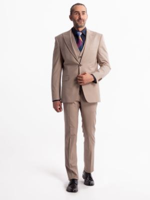 کت و شلوار و ژیله کرم مردانه ال سی من 
