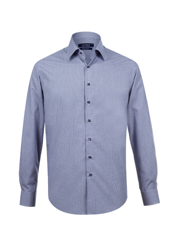 پیراهن مردانه چهارخانه ریز سرمه ای آستین بلند 9