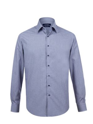 پیراهن مردانه چهارخانه ریز سرمه ای آستین بلند 9