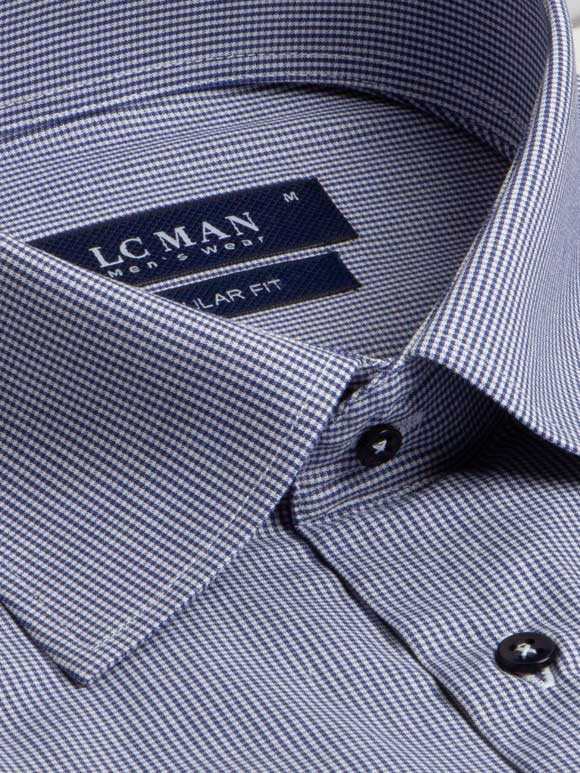 پیراهن مردانه چهارخانه ریز سرمه ای آستین بلند 9