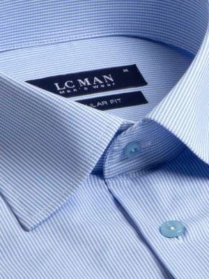 پیراهن مردانه چهارخانه ریز آبی آستین بلند ال سی من 5