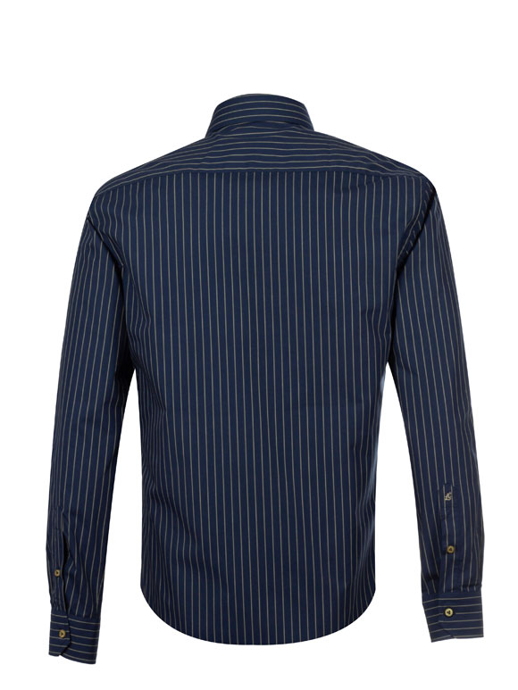 پیراهن مردانه سرمه ای تیره راه راه آستین بلند ال سی من 7