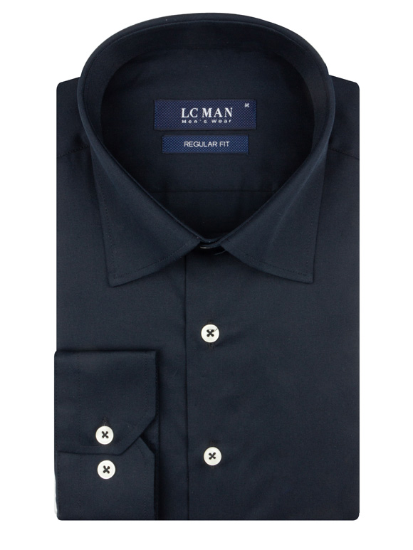 پیراهن ساده سرمه ای آستین بلند ال سی من 