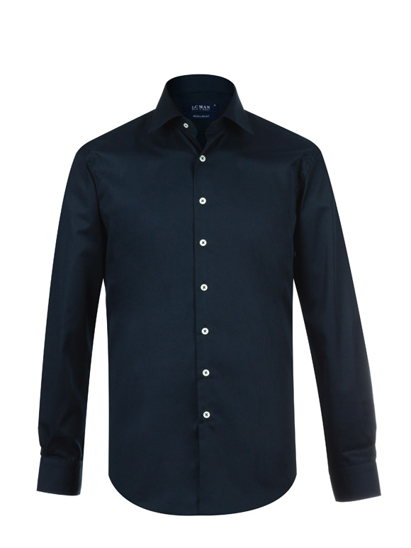 پیراهن ساده سرمه ای آستین بلند ال سی من 