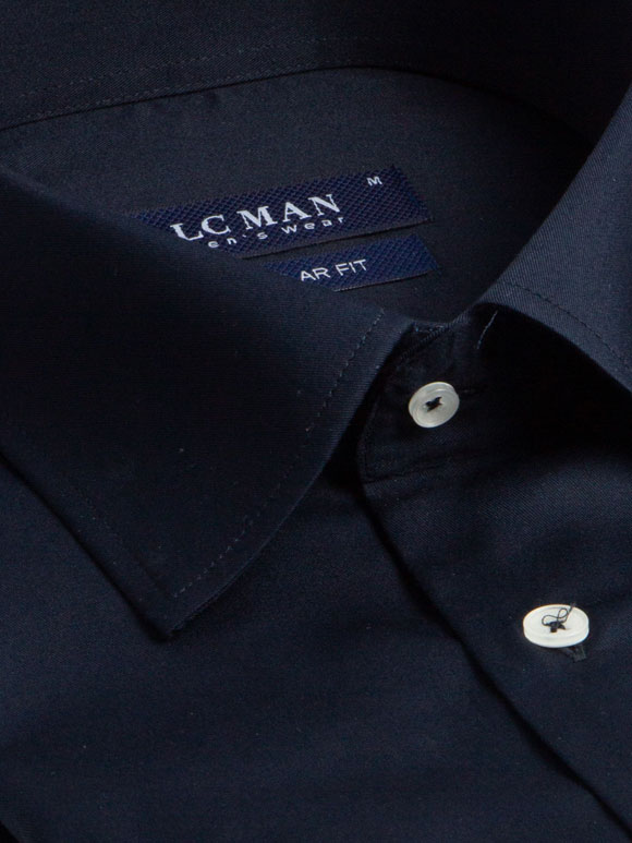 پیراهن ساده سرمه ای آستین بلند ال سی من 