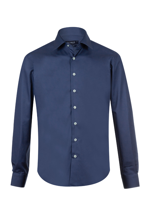 پیراهن ساده آبی تیره آستین بلند ال سی من