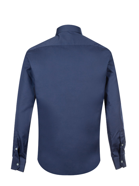 پیراهن ساده آبی تیره آستین بلند ال سی من