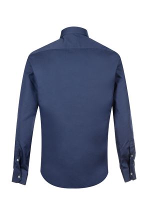 پیراهن ساده آبی تیره آستین بلند ال سی من