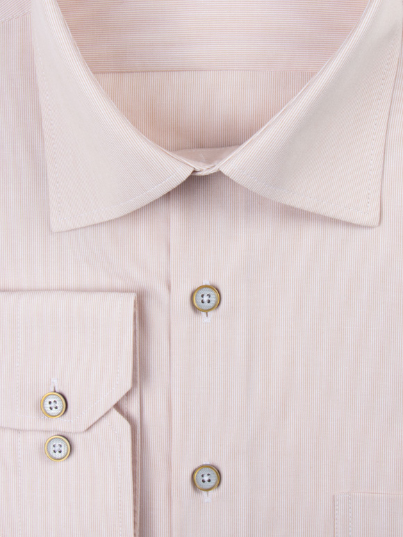 پیراهن کرم راه راه ریز آستین بلند ال سی من 