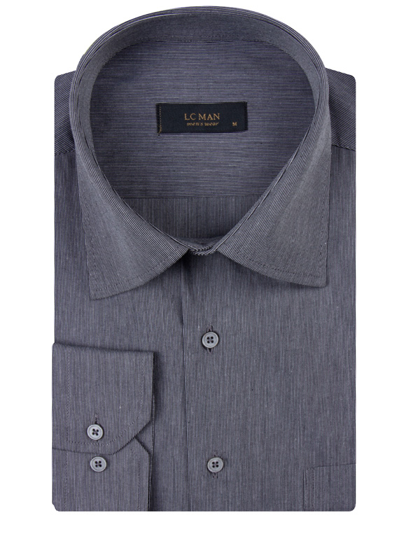 پیراهن طوسی راه راه آستین بلند ال سی من 86