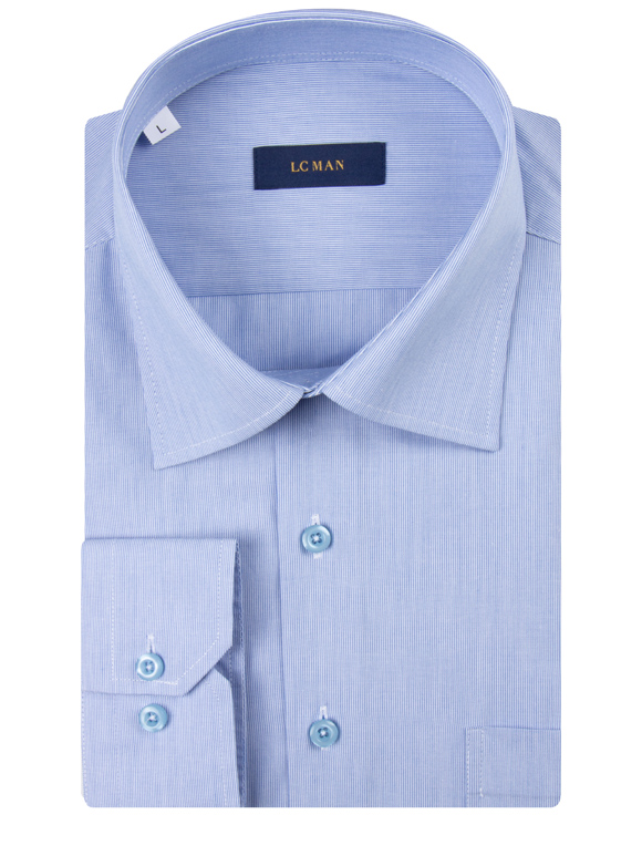 پیراهن آبی راه راه آستین بلند ال سی من 
