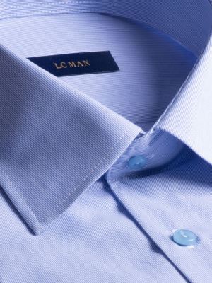 پیراهن آبی راه راه آستین بلند ال سی من 
