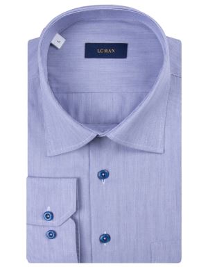 پیراهن آبی تیره راه راه آستین بلند ال سی من 