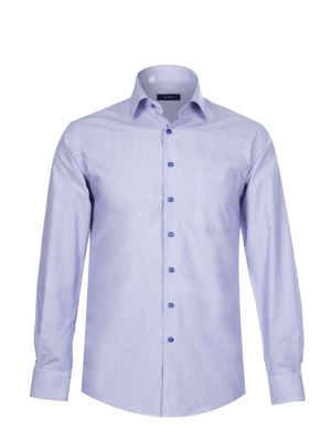 پیراهن آبی تیره راه راه آستین بلند ال سی من 