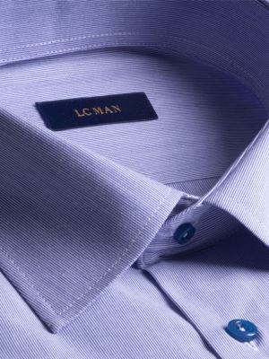 پیراهن آبی تیره راه راه آستین بلند ال سی من 