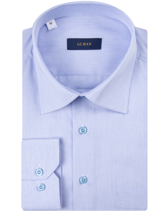 پیراهن آستین بلند آبی راه راه ال سی من 