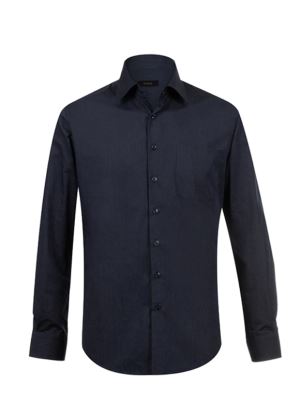 پیراهن سرمه ای راه راه ریز آستین بلند ال سی من