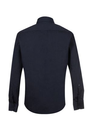 پیراهن سرمه ای راه راه ریز آستین بلند ال سی من